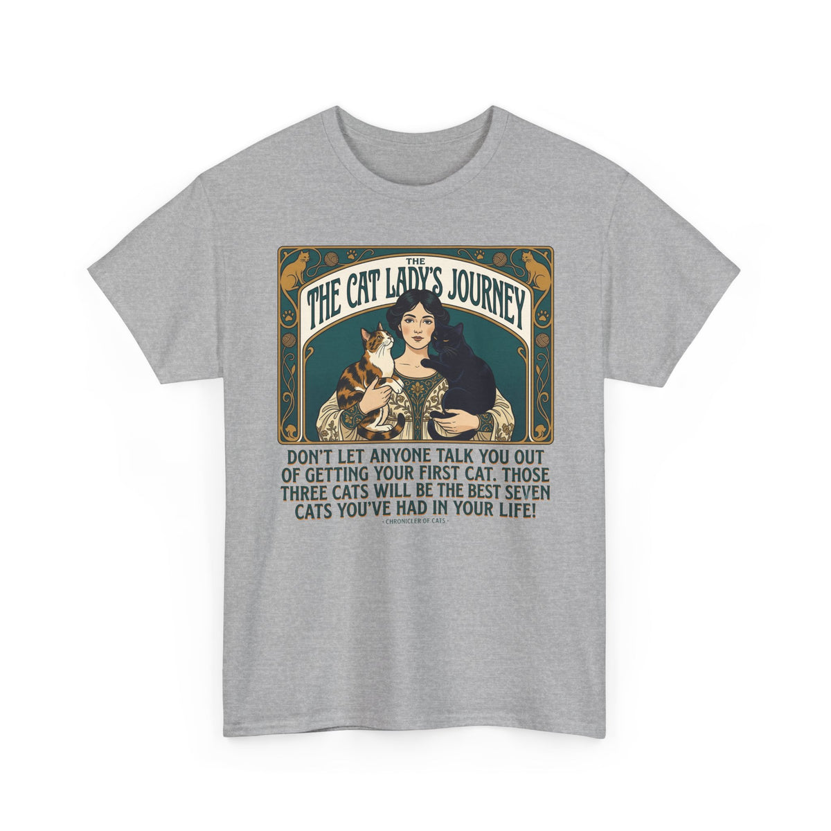 Cat Lady Journey T‑Shirt — "The Cat Lady's Journey" Vintage Cat Lover Tee
