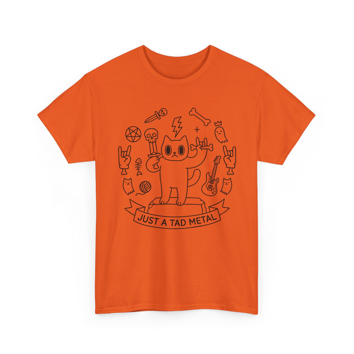 Just A Tad Metal Cat T-Shirt — Funny Heavy Metal Rocker Feline Tee