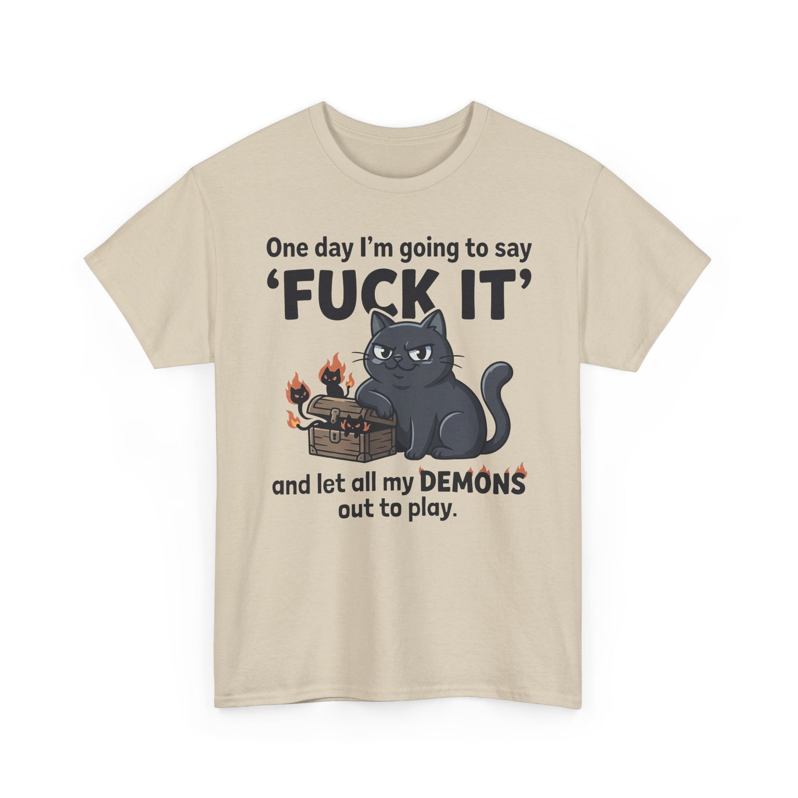 Cat Demon Graphic Tee — “One day I'm going to say 'FUCK IT'” Funny Goth T-Shirt