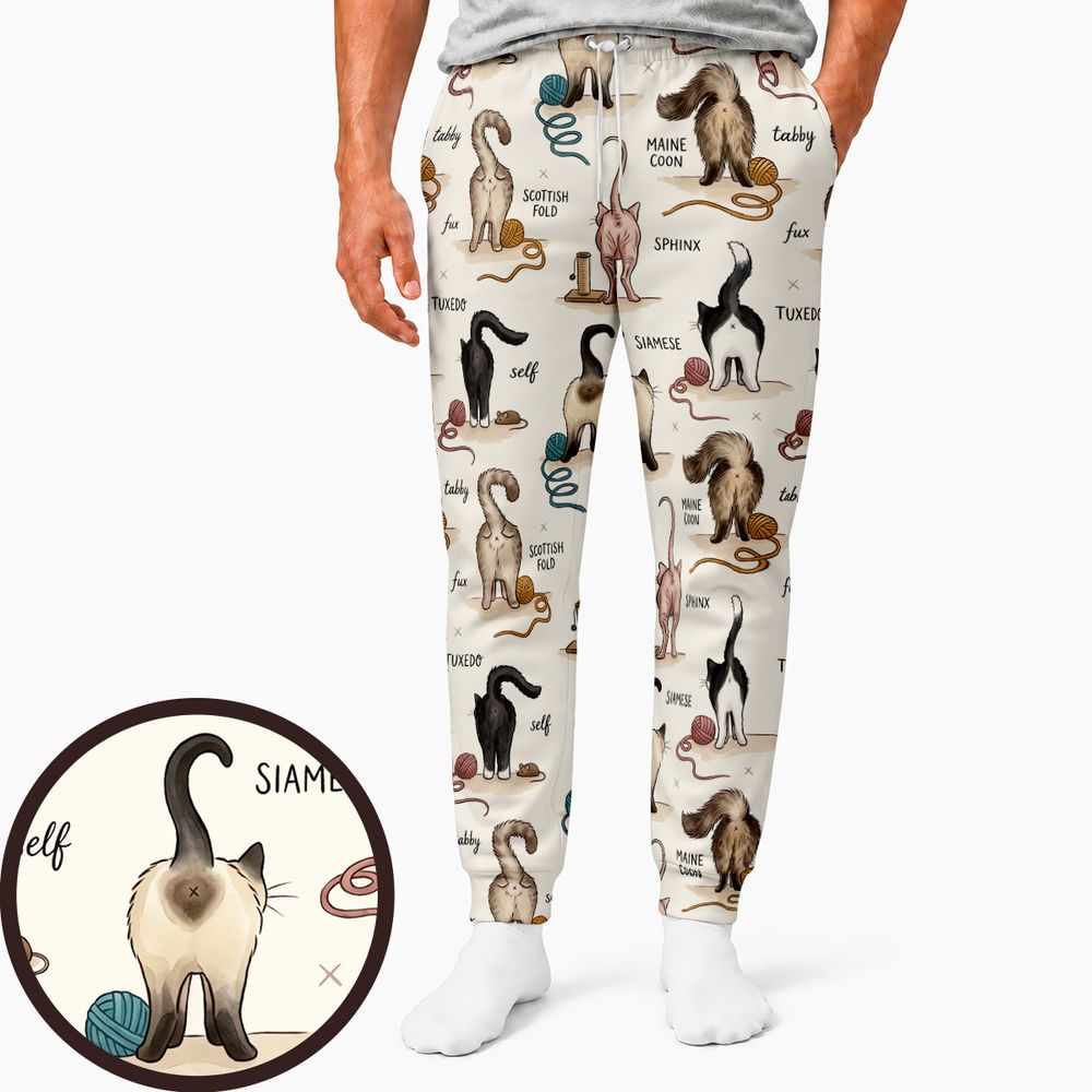 Funny Cat Butts Breed Chart Sweatpants -  - 1