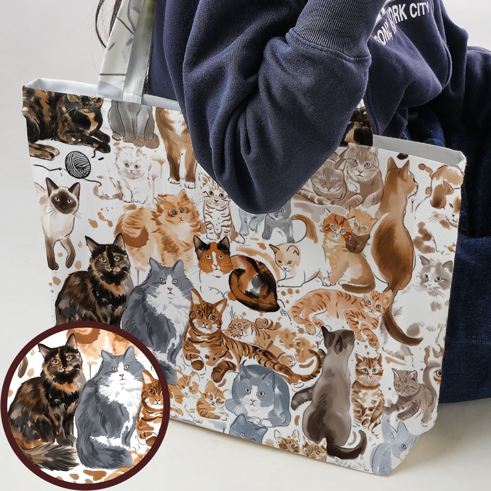 Watercolor cat Large Tote Bag -  - 1
