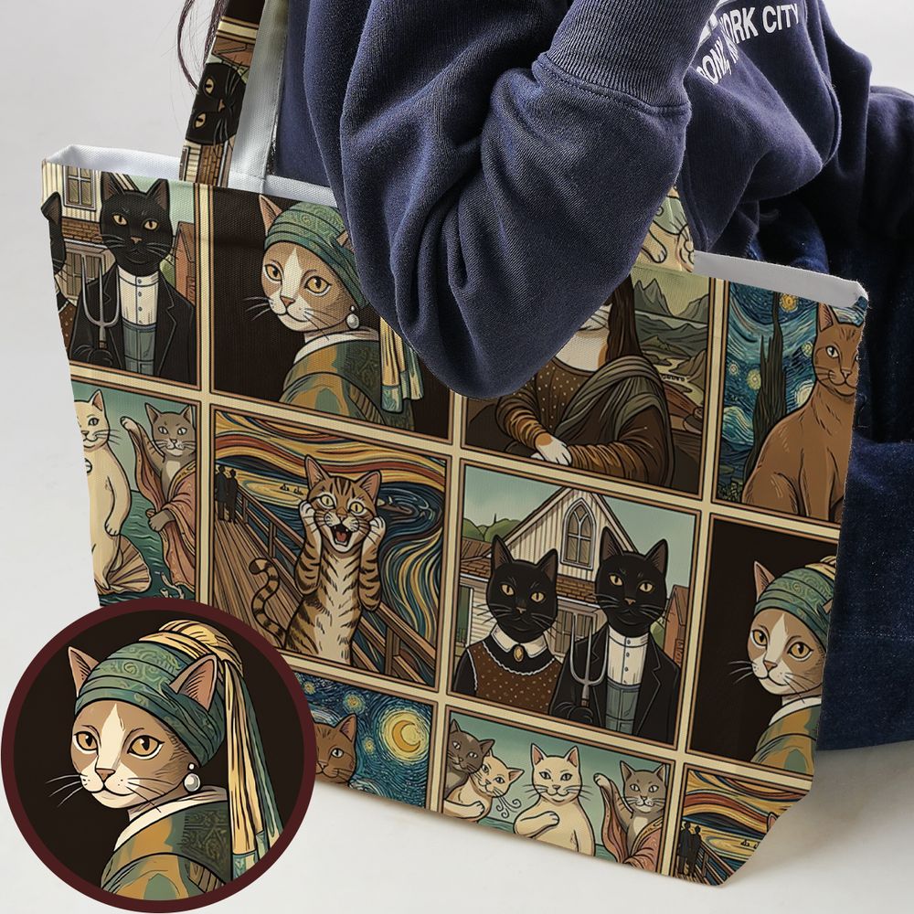 Cats in Arts Large Tote Bag -  - 1