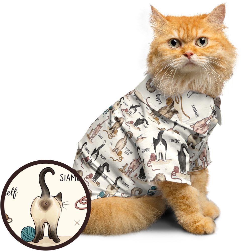 Funny Cat Butts Breed Chart Pet Hawaiian Shirt -  - 1