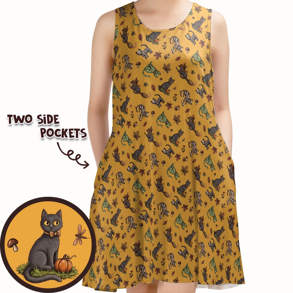 Witchy Black Cat & Mushrooms -  - 1