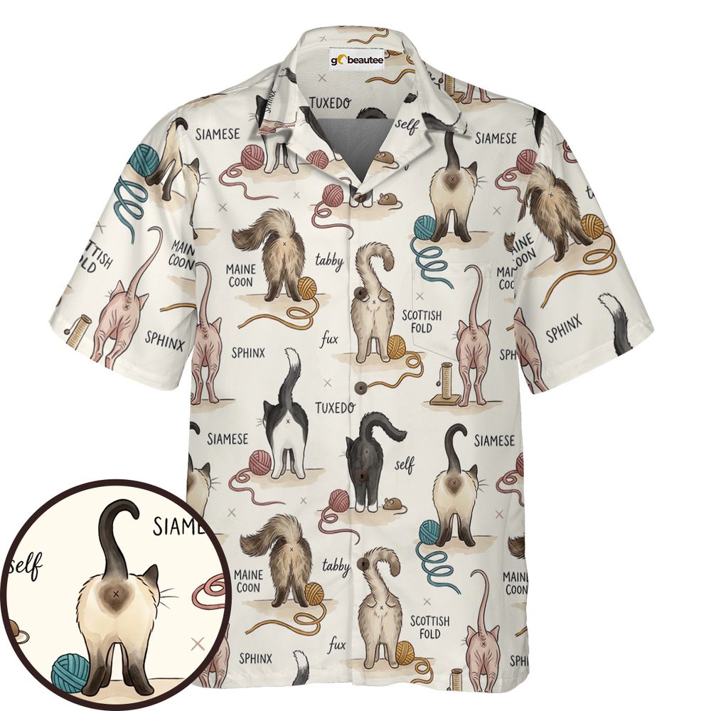 Funny Cat Butts Breed Chart Hawaiian Shirt -  - 1