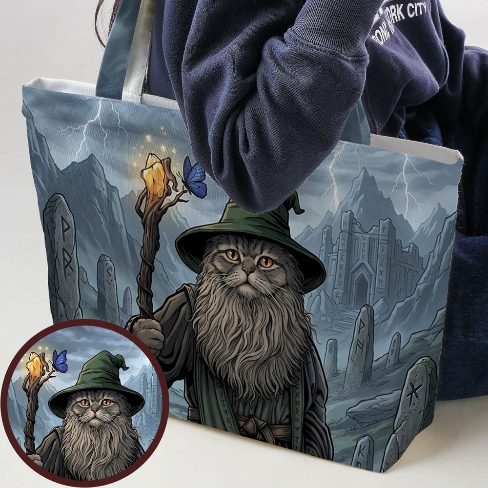 Wizard Cat Large Tote Bag -  - 1