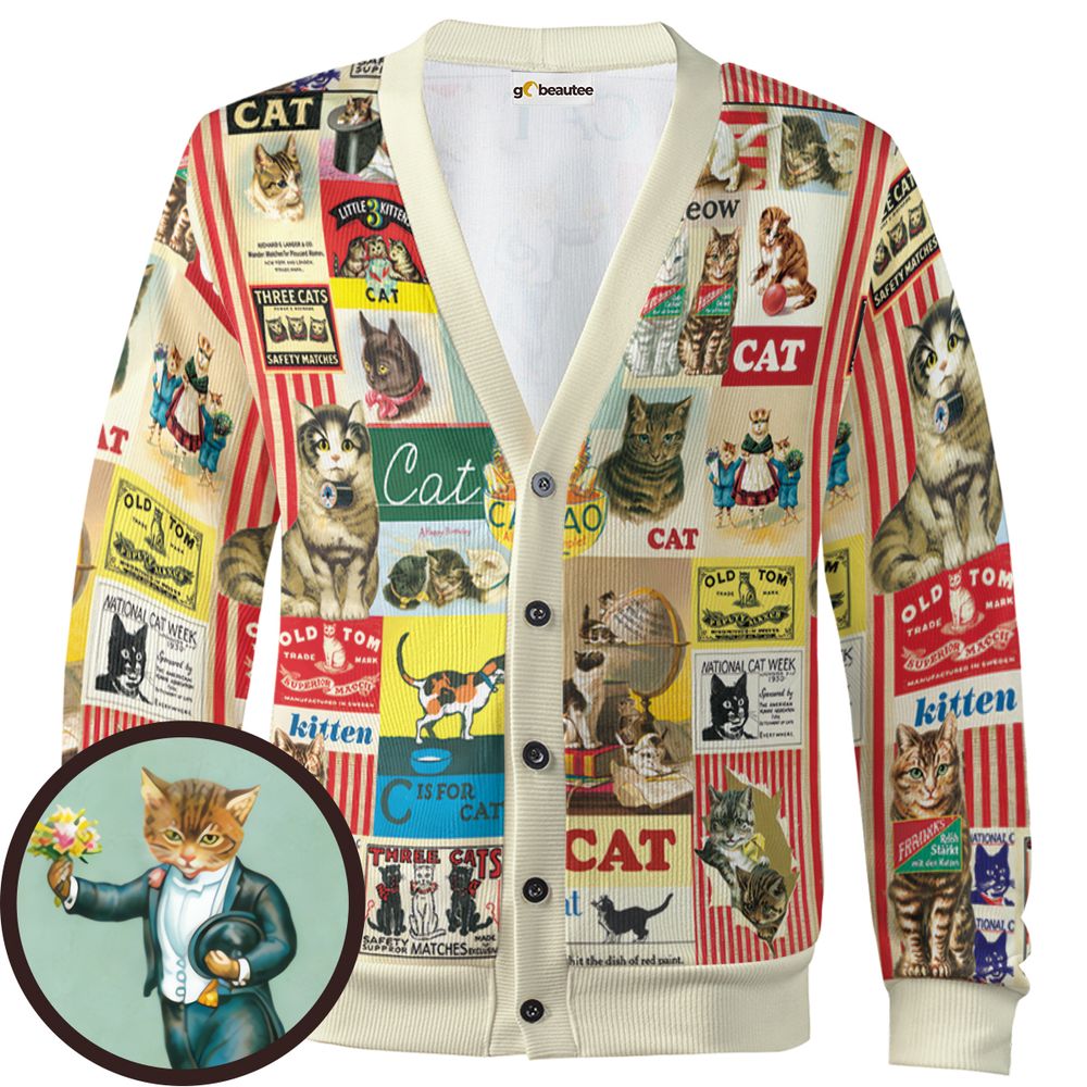 Musical Cats Playing Instruments Band Cardigan -  - 1