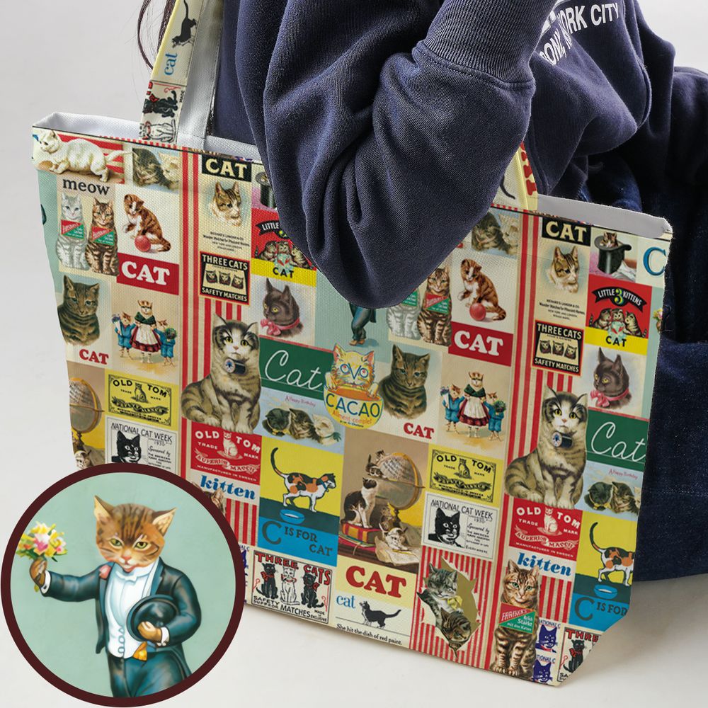 Musical Cats Playing Instruments Band Large Tote Bag -  - 1