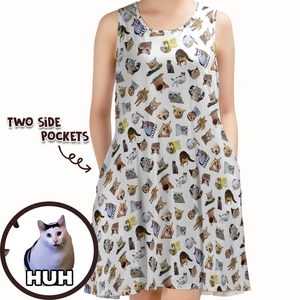 Cat memes Sleeveless Dress -  - 1