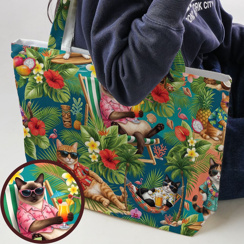 Summer Cat Large Tote Bag -  - 1