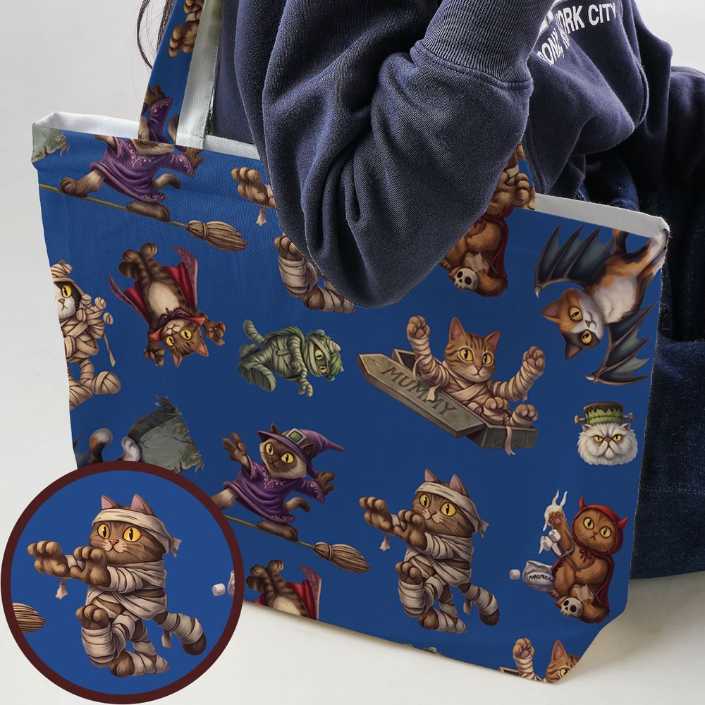 Blue Halloween Monster Cats -  - 1