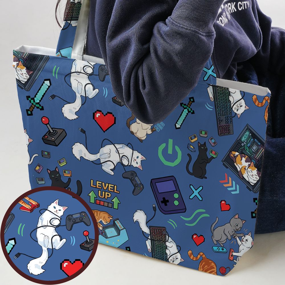 Game and Cats Large Tote Bag -  - 1