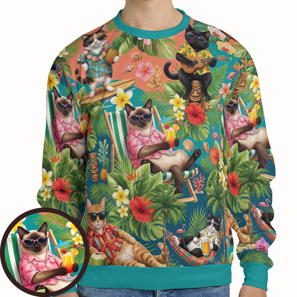 Summer Cat Full Print Sweatshirt -  - 1