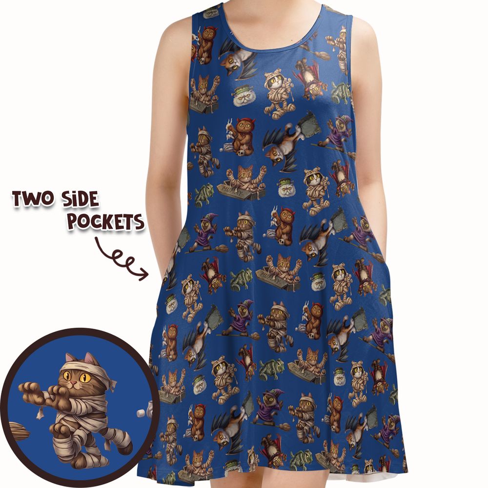 Blue Halloween Monster Cats -  - 1
