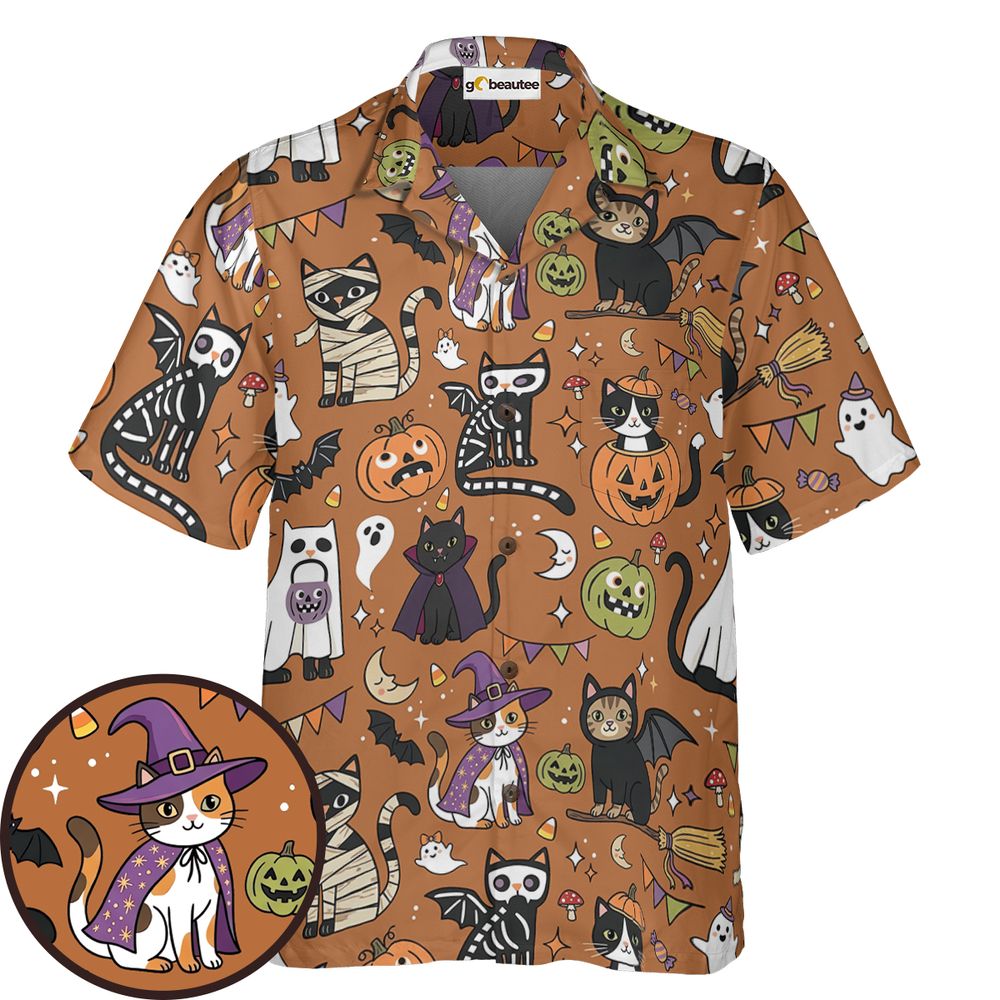 Classic Horror Cats Hawaiian Shirt -  - 1