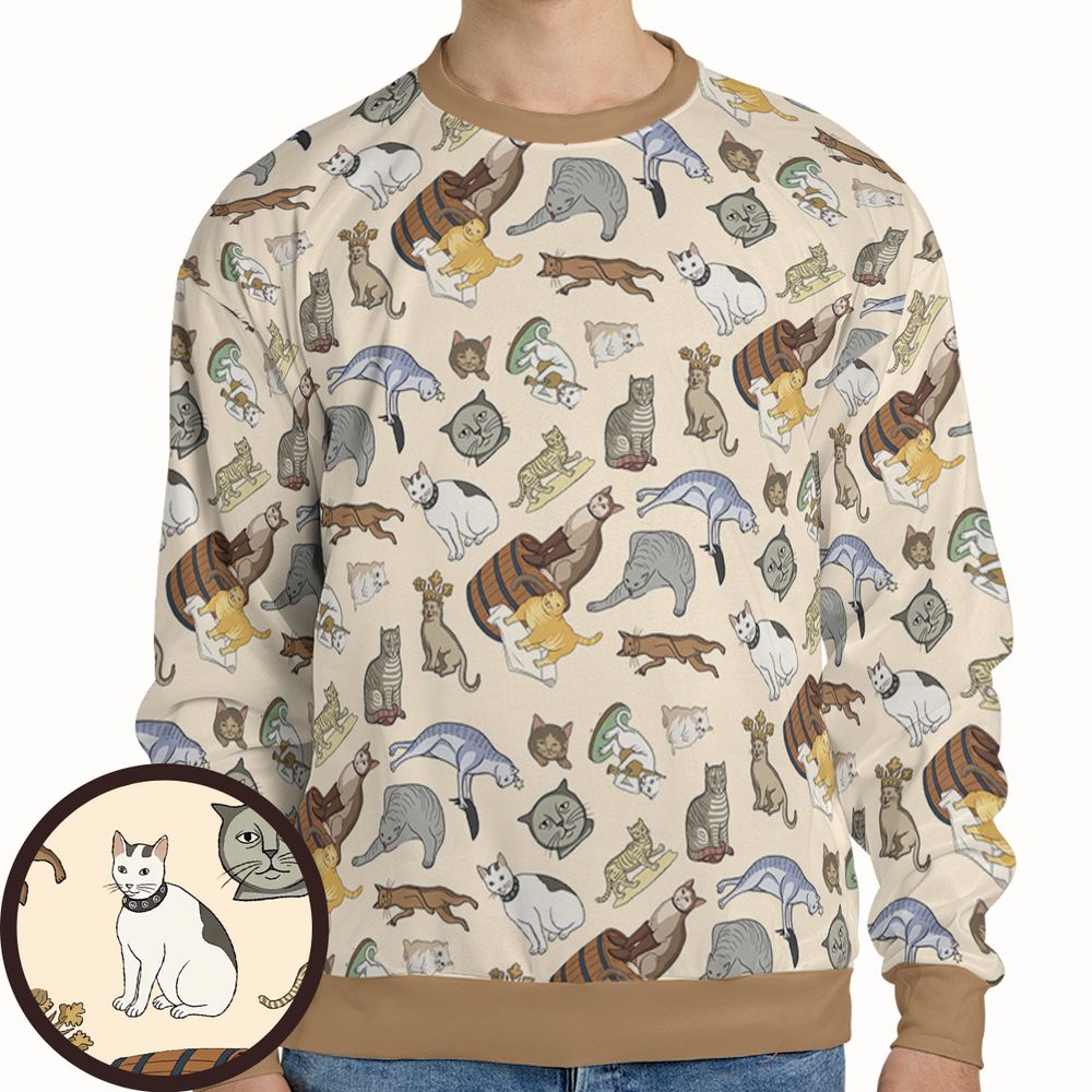 Medieval Cat Art Full Print Sweatshirt -  - 1