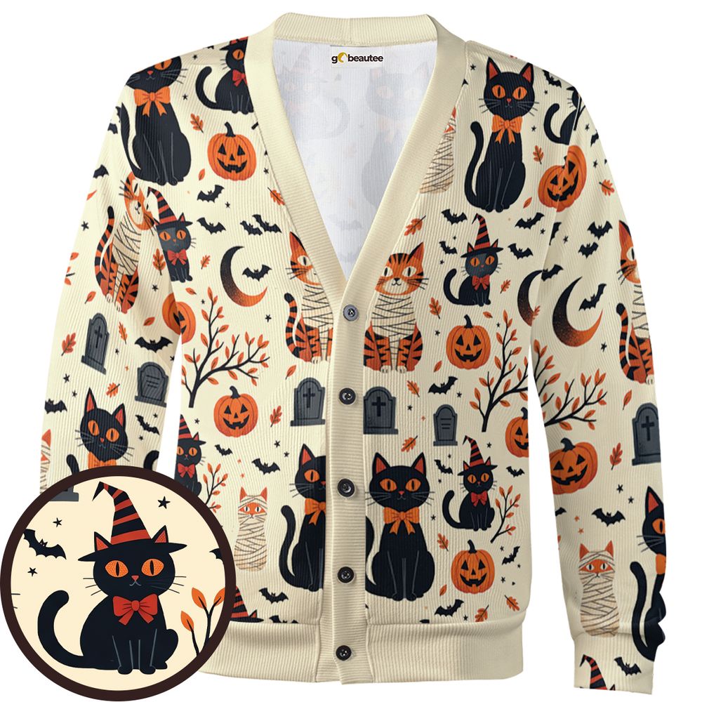 Vintage Halloween Witch &amp; Mummy Cats -  - 1