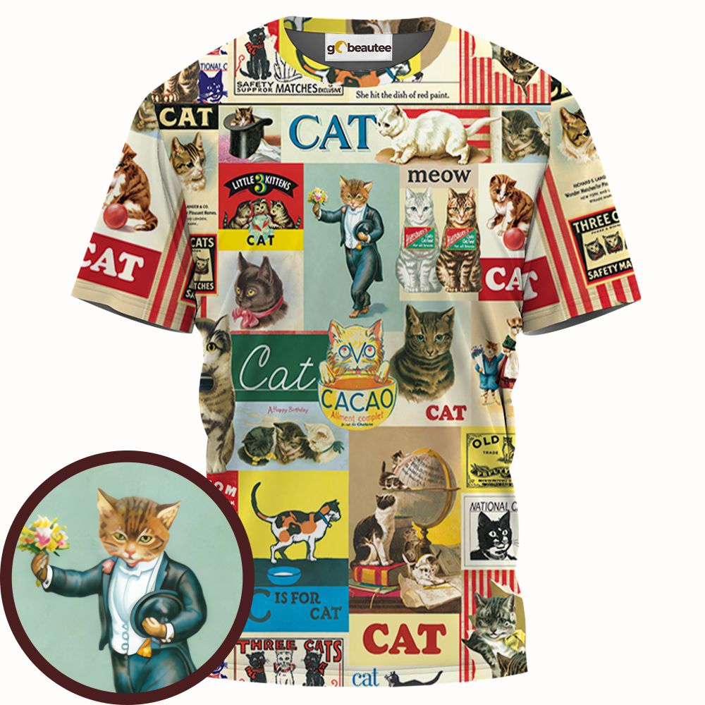 Musical Cats Playing Instruments Band Full Print Unisex T-Shirt -  - 1
