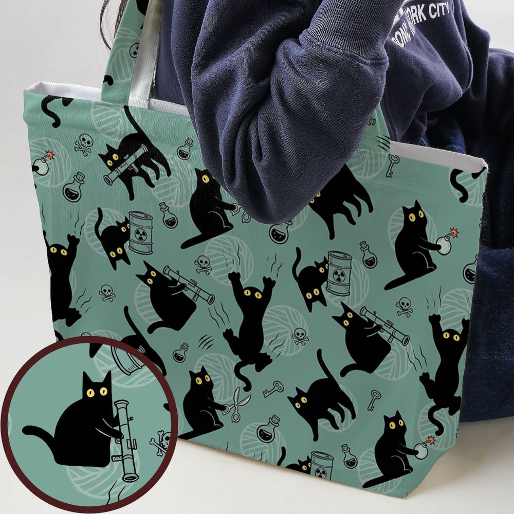 Chaotic evil cat Large Tote Bag -  - 1
