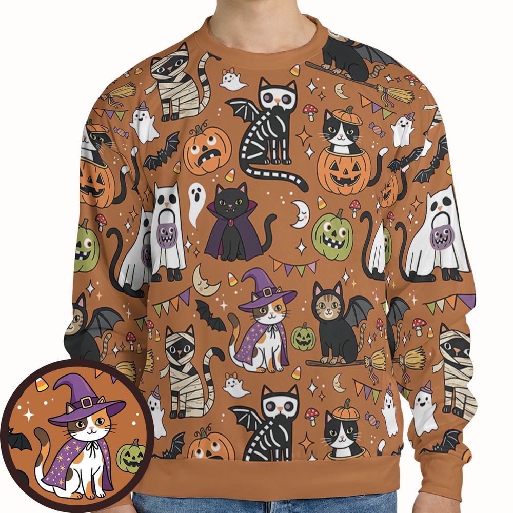 Classic Horror Cats Full Print Sweatshirt -  - 1