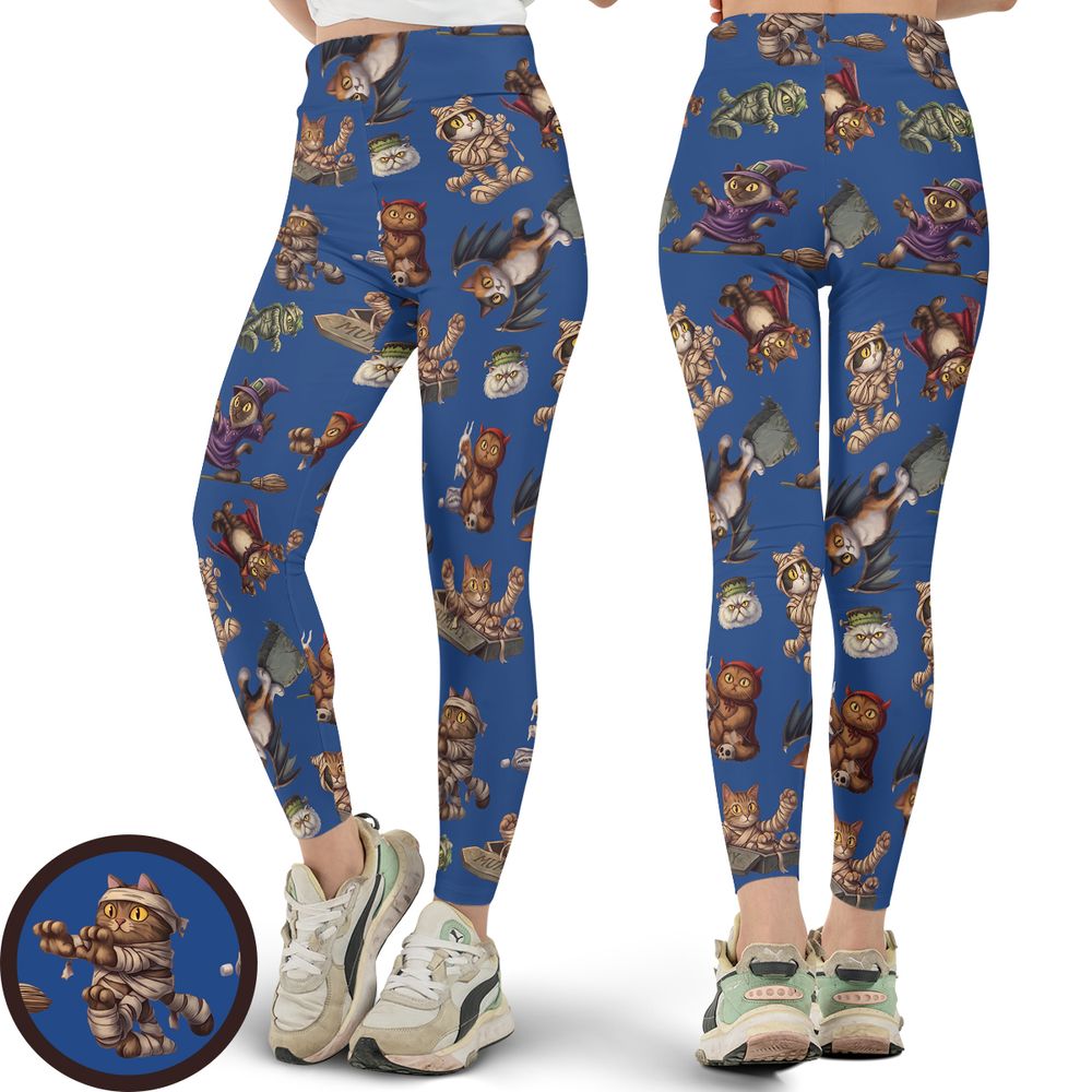 Blue Halloween Monster Cats -  - 1