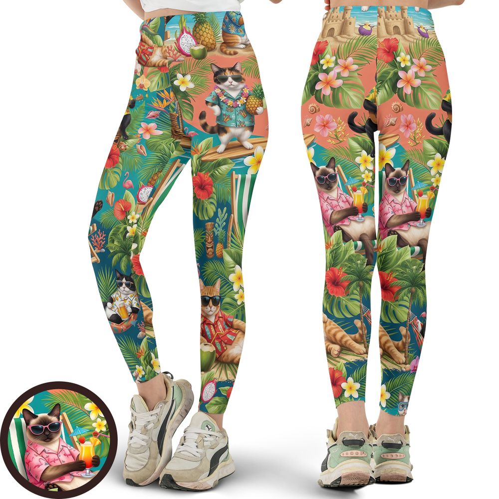 Summer Cat Full Print Legging -  - 1