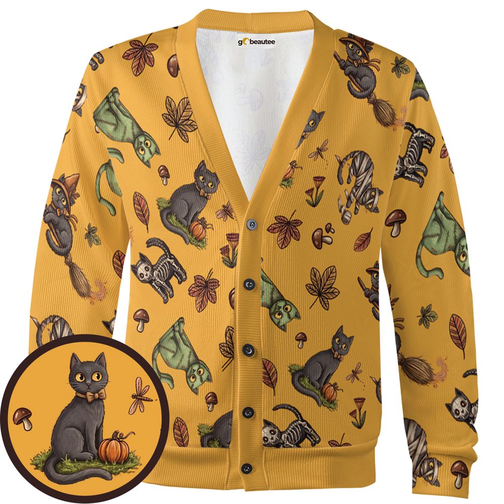Witchy Black Cat &amp; Mushrooms -  - 1