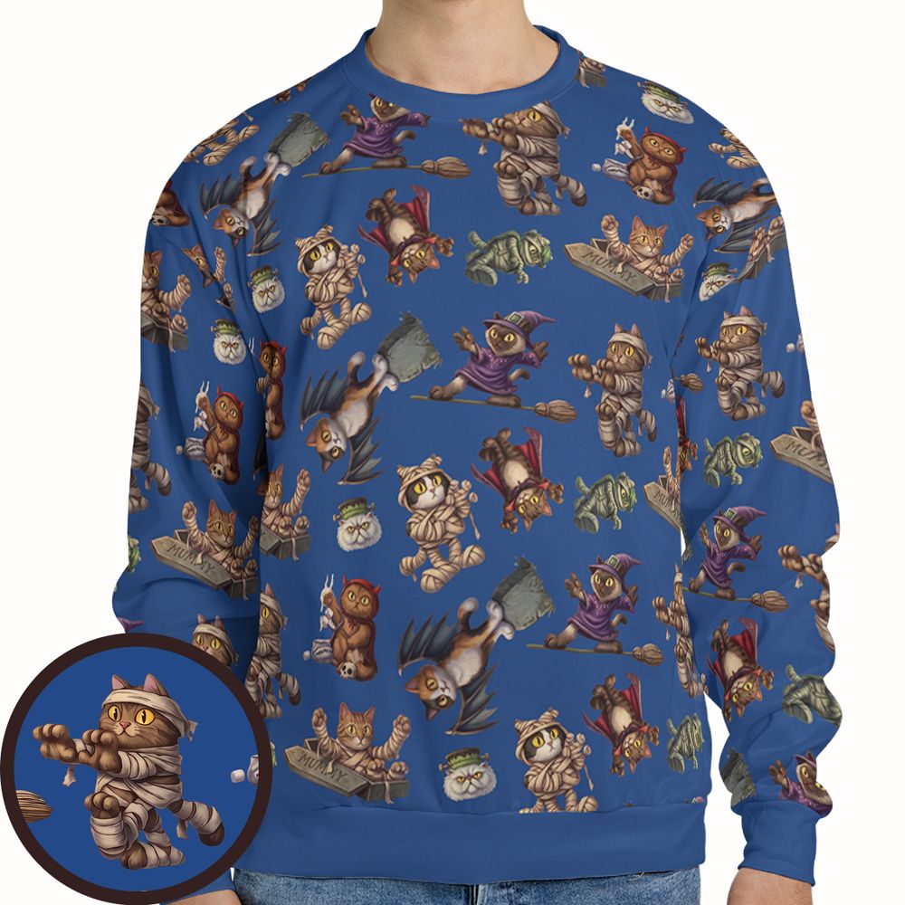 Blue Halloween Monster Cats -  - 1