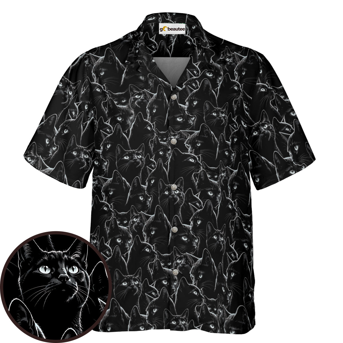 Midnight Whiskers Black Cat Hawaiian Shirt