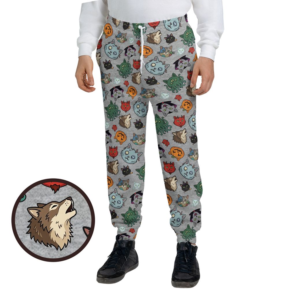 Spooky Monster Cat Mashup Halloween Sweatpants -  - 1