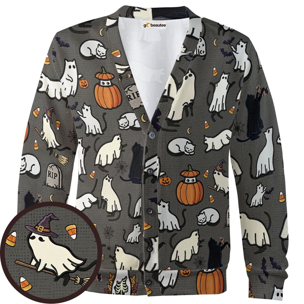 Cat Ghost Cardigan -  - 1