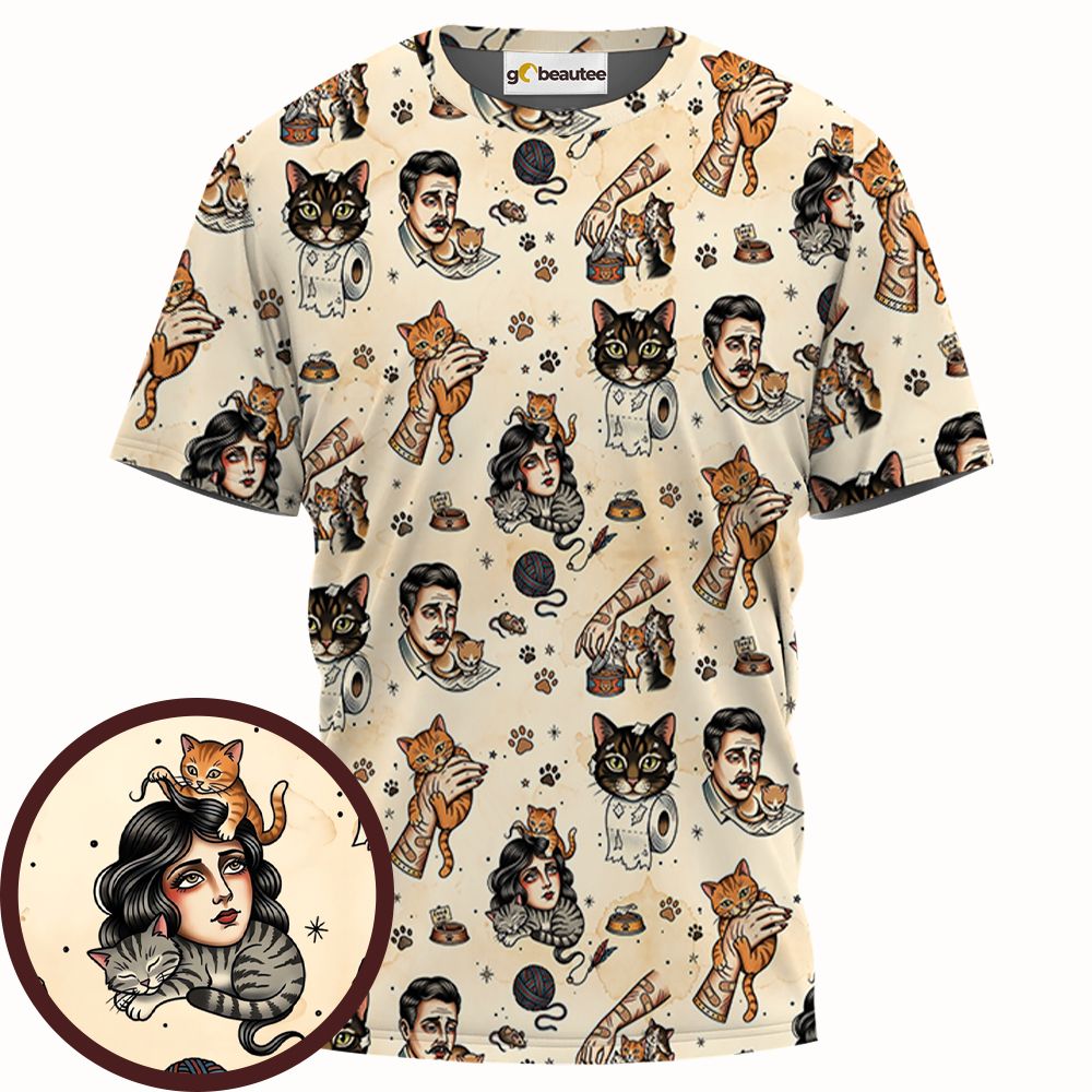 Cat Mom Cat Dad Full Print Unisex T-Shirt -  - 1