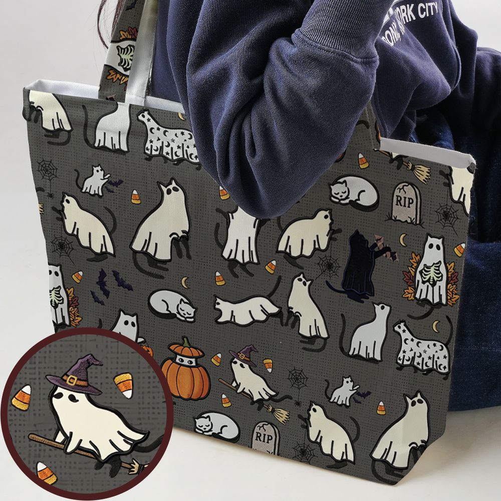 Cat Ghost Large Tote Bag -  - 1