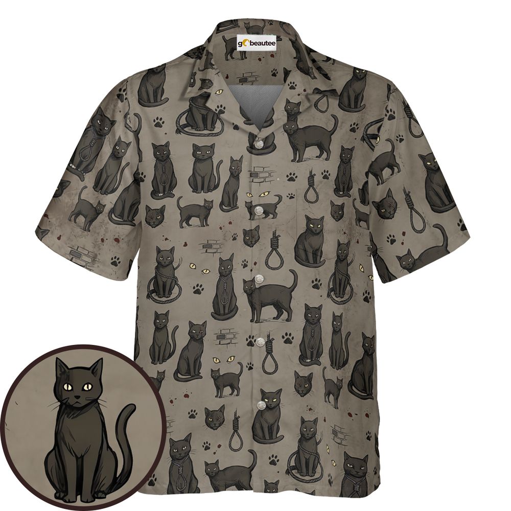 The black cat One eye Cat Hawaiian Shirt -  - 1