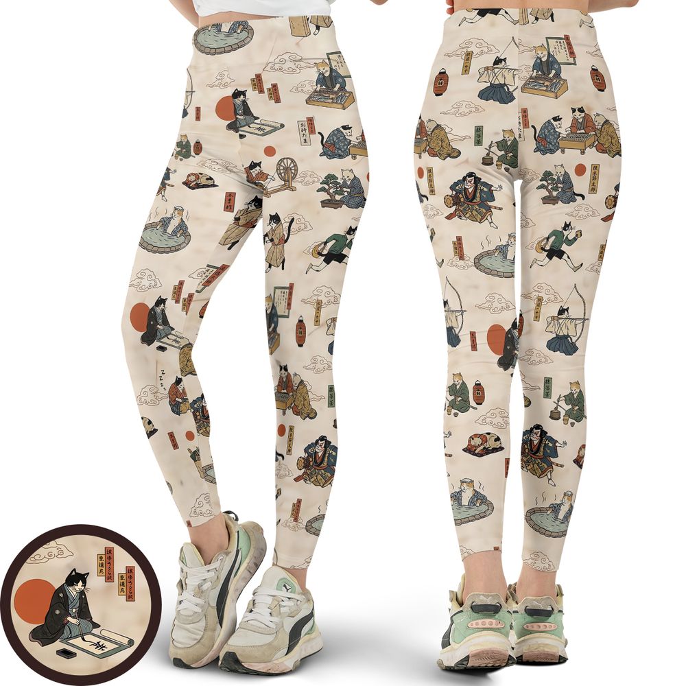 Ukiyo-e cat Full Print Legging -  - 1