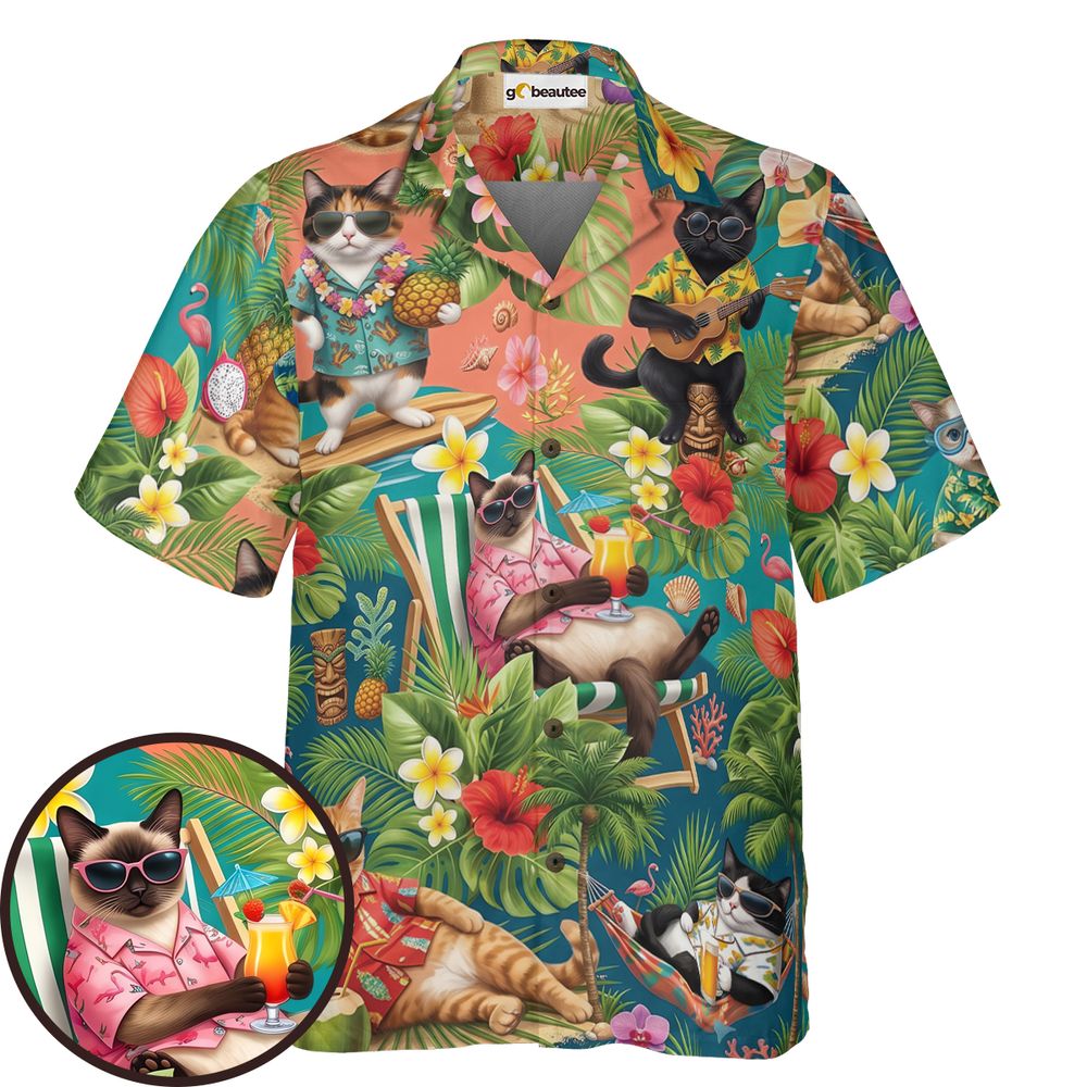 Summer Cat Hawaiian Shirt -  - 1