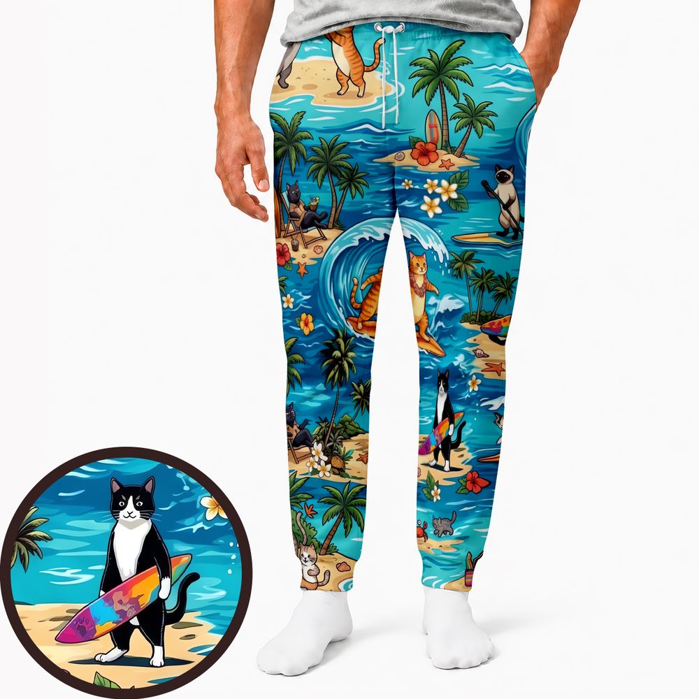Cats Surfing Sweatpants -  - 1