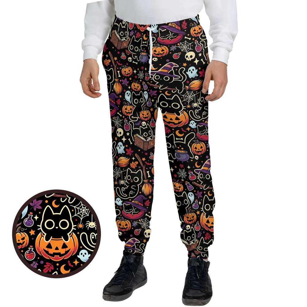 Black Cat and Pumpkin Sweatpants -  - 1
