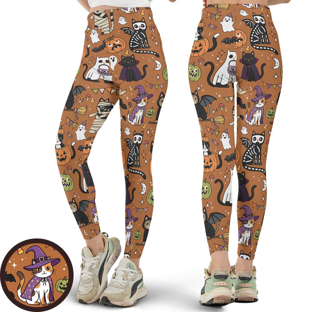 Classic Horror Cats Full Print Legging -  - 1