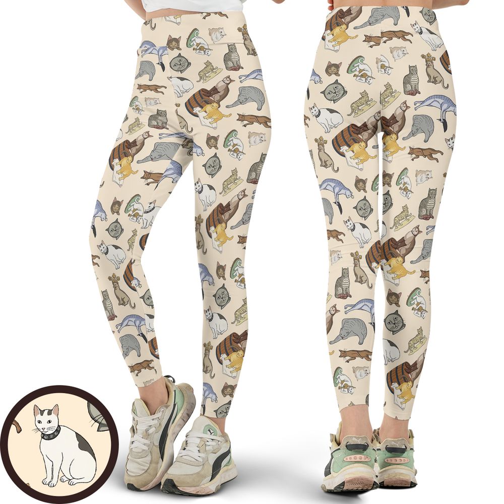 Medieval Cat Art Full Print Legging -  - 1
