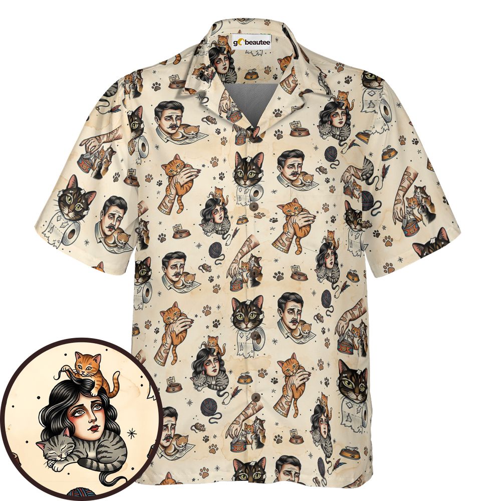 Cat Mom Cat Dad Hawaiian Shirt -  - 1