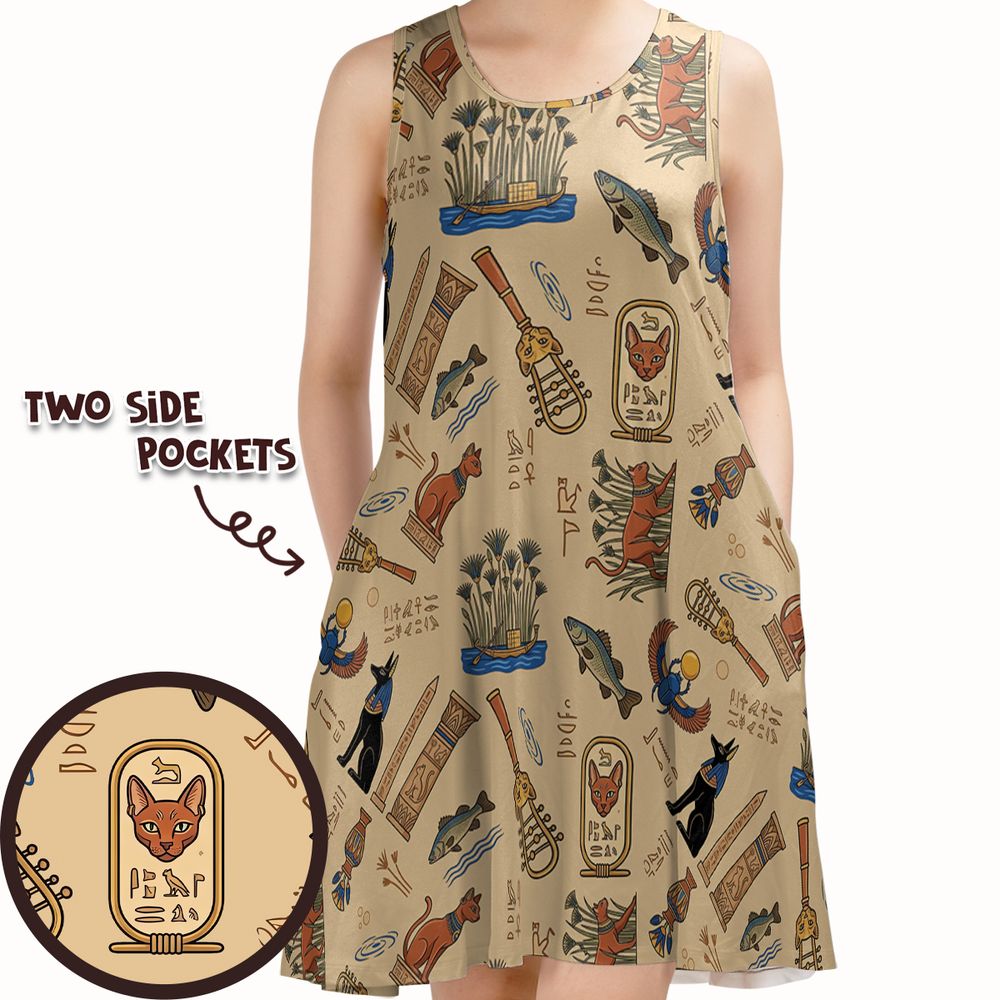 Ancient Egypt cat Sleeveless Dress -  - 1