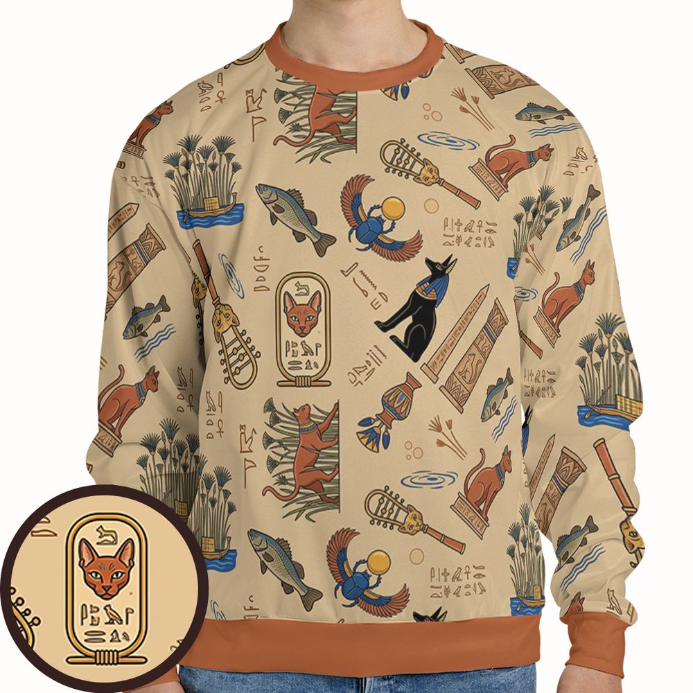 Ancient Egypt cat Full Print Sweatshirt -  - 1