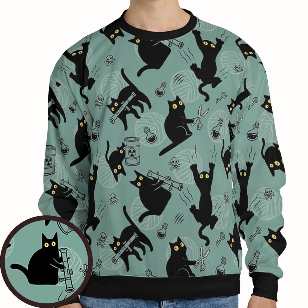 Chaotic evil cat Full Print Sweatshirt -  - 1