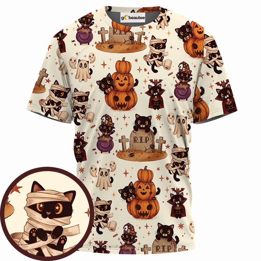 Kawaii Halloween Spooky Cats Hawaiian -  - 1