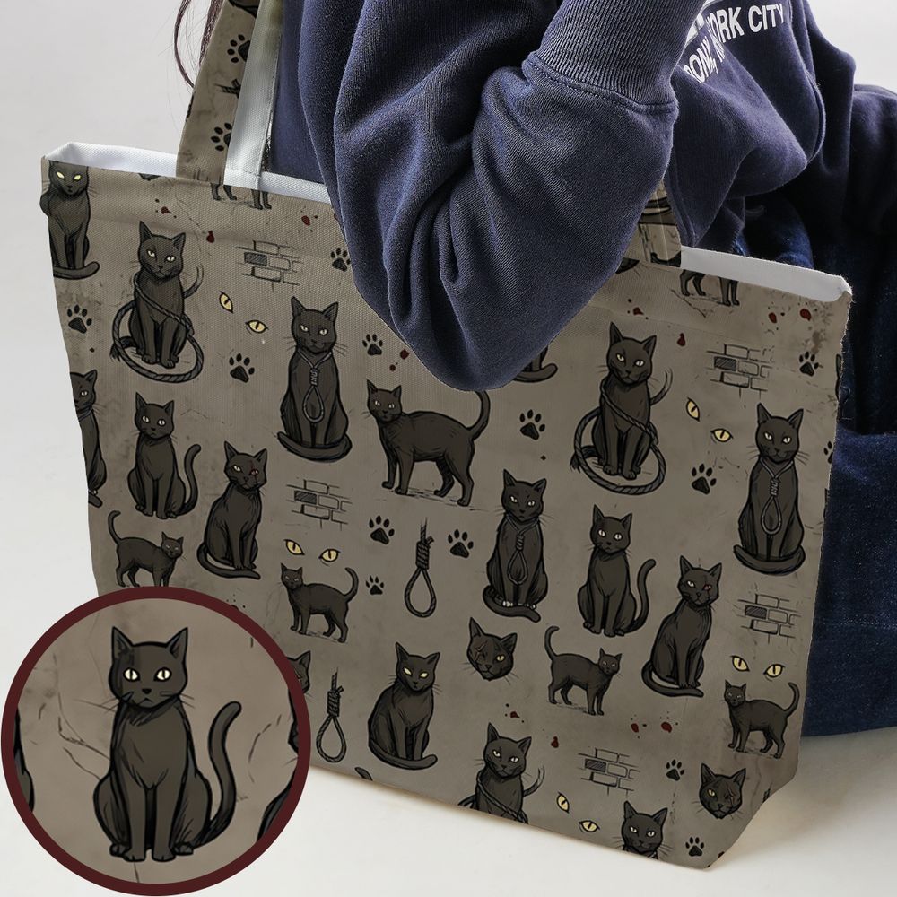 The black cat One eye Cat Large Tote Bag -  - 1