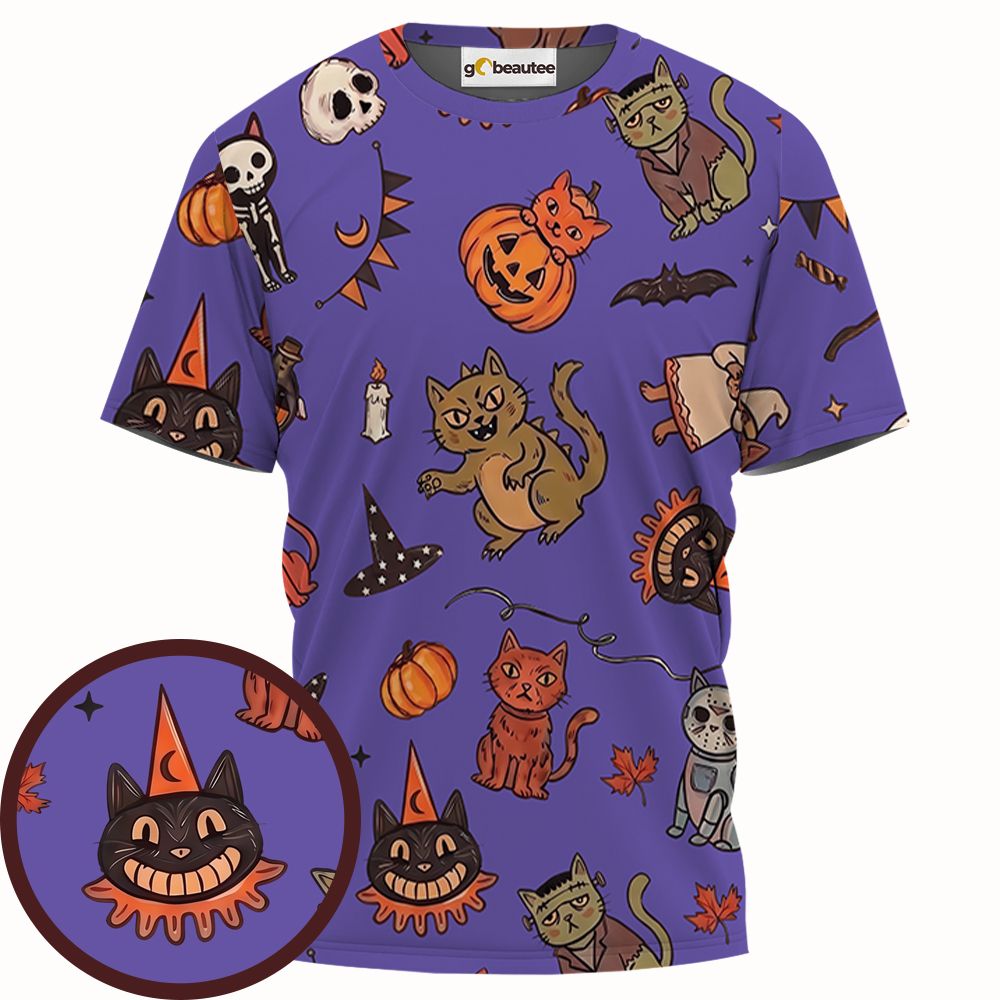 Retro Halloween Cats Purple -  - 1