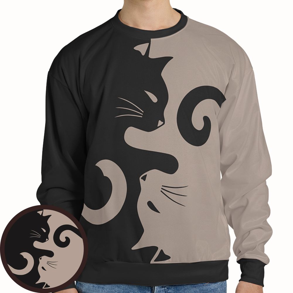 Lavender Spooky Halloween Cat Magic Full Print Sweatshirt -  - 1