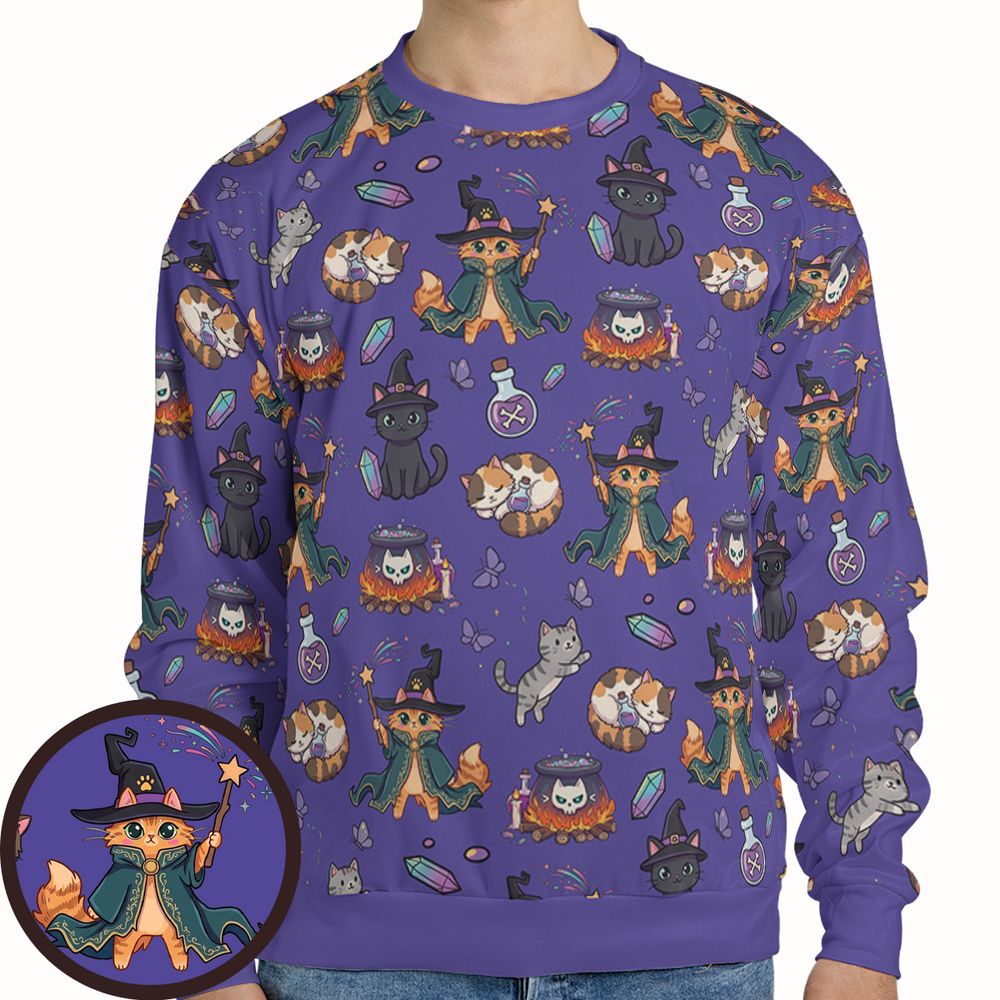 Witchy Wizard Cats Purple -  - 1