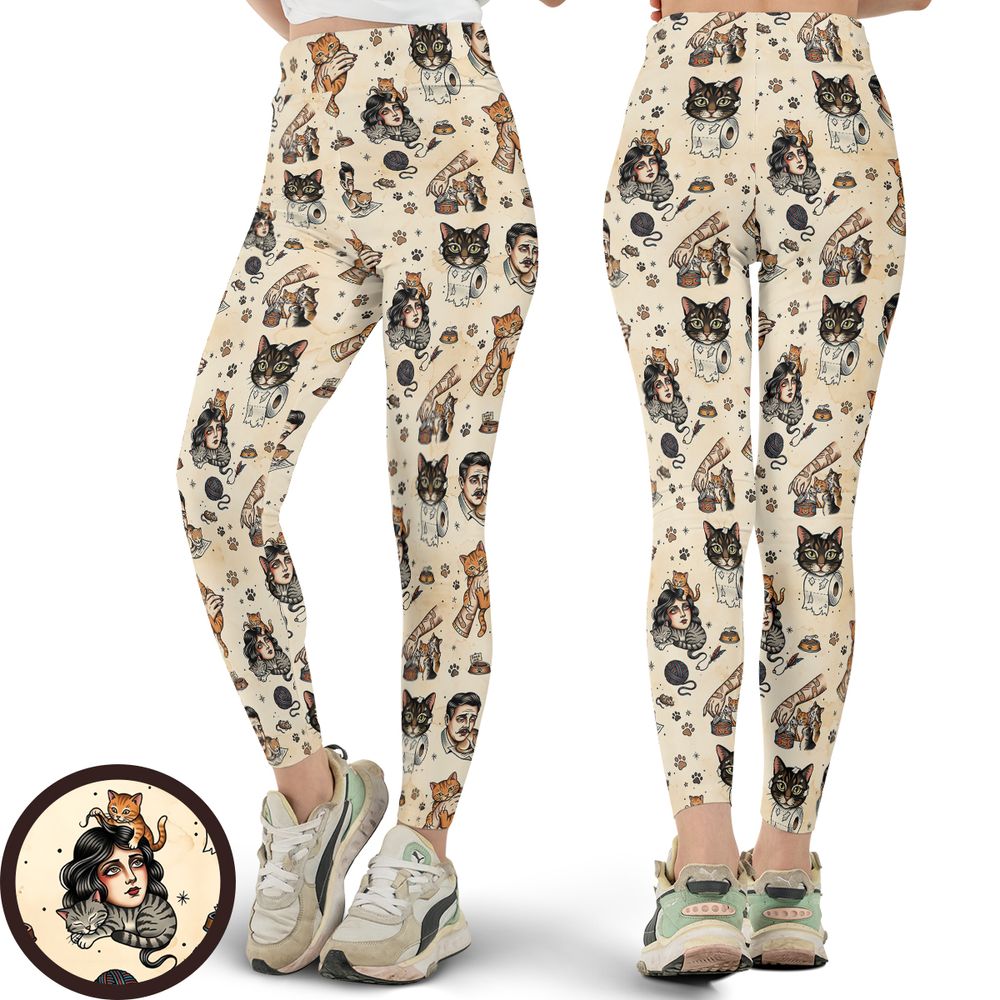 Cat Mom Cat Dad Full Print Legging -  - 1